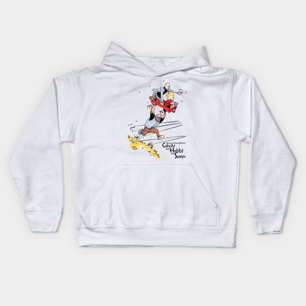 Calvin and Hobbs and Shaw Kids Hoodie by artildawn